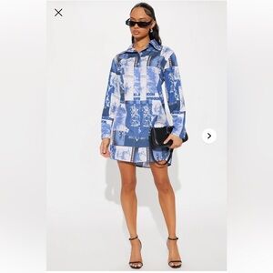 Blue Patterned Women's Dress Sz M nwt